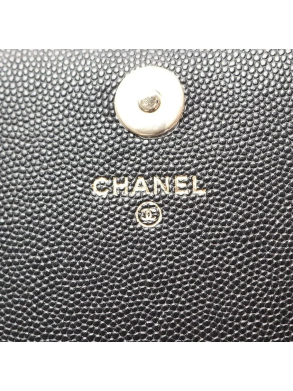 Chanel Shoulder Bag Quilted Black Caviar Leather Chain Wallet